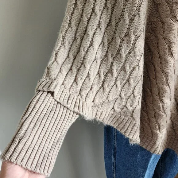 Cozy Chic Cable Knit Sweater Poncho - Picture 10 of 14